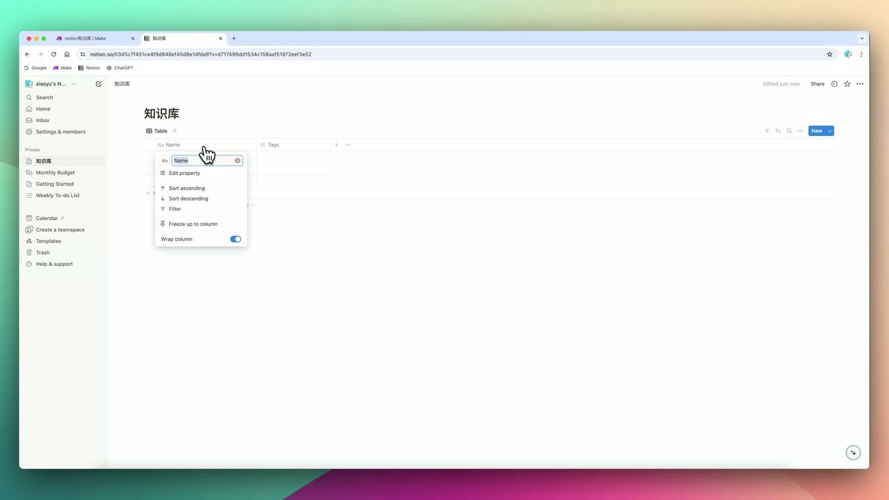 Notion数据库配置